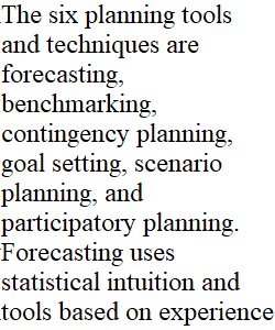 Planning tools and Techniques